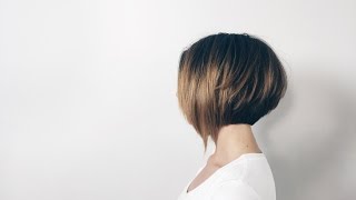 how to cut classic bob with long asymmetrical fringe [upl. by Minnaminnie]