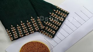 Beadwork embroidery for blouse and kurti sleevebeautiful sleeve embroidery design [upl. by Huberman898]