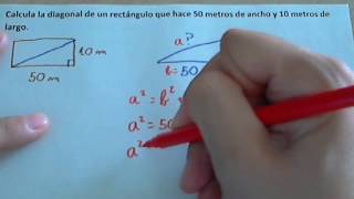 Calcular la diagonal de un rectángulo o cuadrado y problema de calcular la diagonal [upl. by Erma]