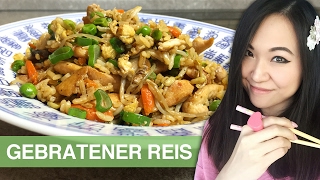 REZEPT gebratener Reis mit Hühnchen  chinesisch kochen [upl. by Askwith483]