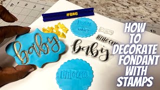 Decorating Fondant with Stamps  Embossing Fondant amp Alphabet Stamp [upl. by Kolnos]