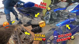 Ladakh ride pa Live R15 Crash ho gyi💔😭 Leg Injury 😭  Ep07 Ladakh series🇮🇳 [upl. by Blondie403]