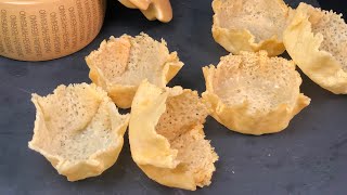 CESTINI di PARMIGIANO RICETTA SEMPLICE e VELOCE 1 SOLO INGREDIENTE Facilissimi per ANTIPASTI [upl. by Glick]