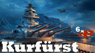 Grosser Kurfürst  Massive damage clears 6 opponents  Gameplay in World of Warships [upl. by Pudens]