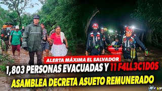 ALERTA LLUVIAS DEJAN 1803 PERSONAS EVACUADAS Y 11 F4LL3C1D0S ASAMBLEA DECRETA ASUETO REMUNERADO [upl. by Ramraj614]