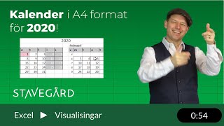 Årskalender för 2020 i Excel [upl. by Esiom]