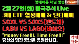 양매매윤 주식방송2월 27일화 미국주식 3배 ETF 합성매매 Live  SOXL VS SOXS LABU VS LABD [upl. by Gilbert]