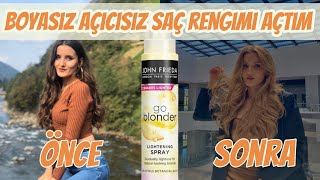 Boyasız açıcısız saç rengi açma  John Frieda saç açıcı sprey  Saçları yakıyor mu  keşfet viral [upl. by Leonardo]