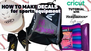 HOW TO MAKE DECALS FOR SPORTS EQUIPMENT  CRICUT TUTORIAL WITH TECKWRAP CRAFT VINYL [upl. by Dredi]