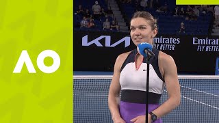 Simona Halep quotI just want to get strongerquot oncourt interview 3R  Australian Open 2021 [upl. by Gillmore]