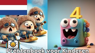 Leer tellen met dieren en vrolijke monsters  Kinderen Prentenboek  tinyschool [upl. by Nnaeirual853]