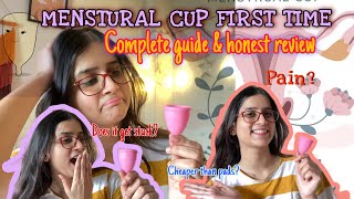 UsingMenstruation cup first time🩸🥹Honest review😰Complete Guide about menstruation cupWorth it [upl. by Dyanna]