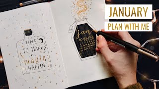 BÜYÜ TEMALI KOLAY OCAK 2020 AJANDA YAPIMI January Bullet Journal Setup [upl. by Heyra]