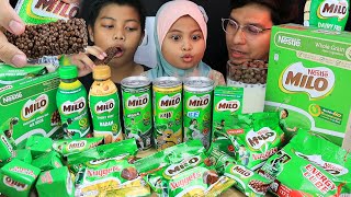 MILO Themed SNACKS amp DRINKS 💚 nuggets bar energycube cereal MILO ICE BADAM KAW ORI MUKBANG [upl. by Eniluap]