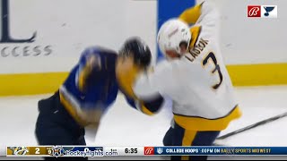 Jeremy Lauzon vs Brayden Schenn Nov 24 2023 [upl. by Cammy]