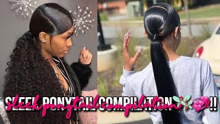 SLEEK PONYTAiL COMPiLATiON🧚🏽‍♀️💞  POPPiN BEAUTY [upl. by Machutte]