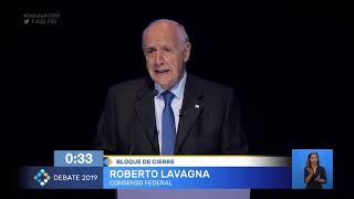 Último minuto de Roberto Lavagna en el debate presidencial 2019 [upl. by Mel]