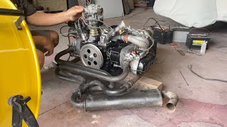 FIRST START  VW 1600 Engine amp Glass Installed [upl. by Crocker]