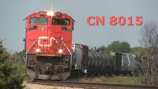 CN 8015 East an M338 Train in Picture in Picture on 8252013 [upl. by Yadrahc81]