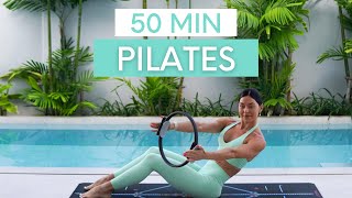 50 MIN FULL BODY WORKOUT  AtHome Pilates Ring Workout Moderate [upl. by Benildis797]