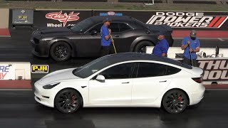 American Muscle vs Electric Cars  drag racing [upl. by Inalan]