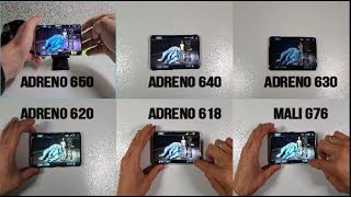 Adreno 650 vs 640 vs 630 vs 620 vs 618 vs Mali G76 Gaming ComparisonSpeed test Mobile GPUs [upl. by Sufur]