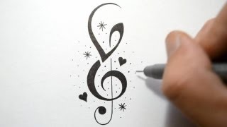 How to Incorporate Initials into Music Notes  Tattoo Design [upl. by Lewls]