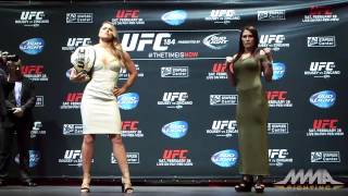 UFC 184 Ronda Rousey vs Cat Zingano Staredown [upl. by Amoeji254]