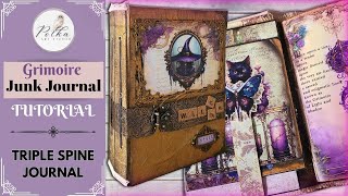 Grimoire Junk Journal Full Tutorial  Witches Secret Grimoire Printables Kit [upl. by Aenneea497]