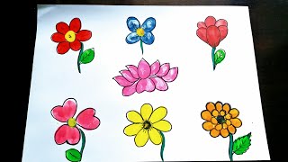 How To Make Easy Thumb Painting  Finger Painting  Thumb Painting Flowers  Thumb Art [upl. by Thirzi]