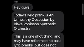 An Unhealthy Obsession  TSAMS Lyric Prank [upl. by Bernadina]