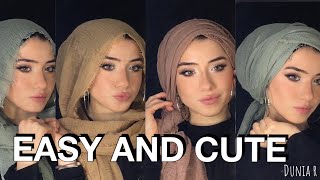 6 EASY CUTE HIJAB STYLES  CRINKLED MATERIAL hijab hijabstyles turkish [upl. by Shay]