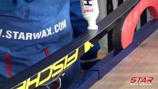 Cold Application of Liquid glide wax on Nordic ski [upl. by Brezin]