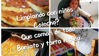 Limpieza con niños ColechoQue coman de todo Boniato al horno y tarta rápida baja en grasas [upl. by Duile]