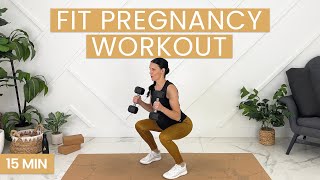 BEST Full Body Pregnancy Dumbbell Workout 15 MIN ALL STANDING Safe For 1st 2nd 3rd Trimester [upl. by Drolyag]