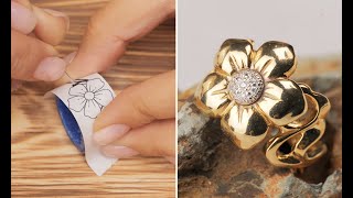 From Wax to Elegance Creating a Floral Silver Ring Masterpiece 🕯️🌹 Shorts [upl. by Aisylla]