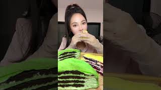 mukbang crepe cake fruit matcha [upl. by Waddle]