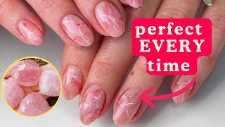 ROSE QUARTZ NAIL ART TUTORIAL so easy [upl. by Apollus]