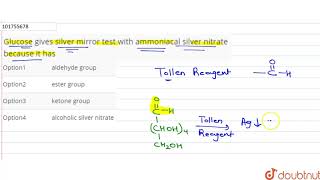 Glucose gives silver mirror test with ammoniacal silver nitrate because it has [upl. by Magel193]