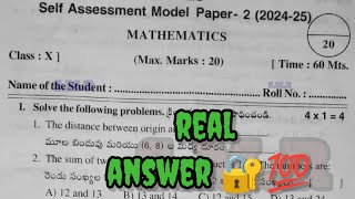 10th class mathematics 💯💯self assessment 2 question paper answer key fa2 maths 10th class answer key [upl. by Ahsimit]