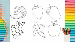 How to Draw Fruits A StepbyStep Tutorial🍓🍎🍉🍇 [upl. by Fitzsimmons398]