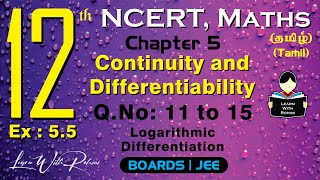 Continuity and Differentiability  QNo 11 to 15  Ex 55  Ch 5  Class 12  NCERT  Maths  Tamil [upl. by Notsek]