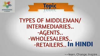 Types of middlemanintermediaries in channel of distribution [upl. by Avelin656]