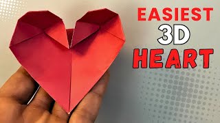 Easy 3D HEART Origami How to make a simple 3D paper heart [upl. by Hayarahs647]