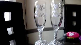 DIY Customized Rhinestone amp Pearl Embellished Wedding Toasting Flutes Champagne Glasses [upl. by Aytida]