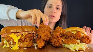 FRIED CHICKEN FINGERS SANDWICH amp BURGER  MUKBANG  ASMR  EATING SOUNDS [upl. by Jehu493]