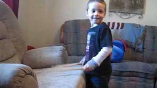 Evan Drumming to The Backyardigans quotTale Of The Mighty Knightsquot [upl. by Arrimat]