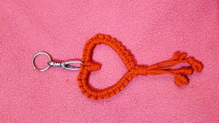 Heart shaped Macrame keychain tutorial DIY Macrame heart keychain for BEGINNERS [upl. by Eanram]