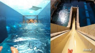 4K Shark amp Freefall Body Water Slides  Atlantis Water Park Dubai [upl. by Nanji]