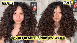 REFRESHING DAY 3 CURLY HAIR  TRYING THE AMIKA REFRESHER SPRAY amp COMPARING IT TO A WATER REFRESH [upl. by Gilud]